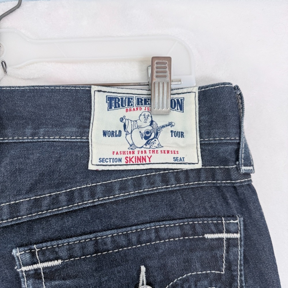 True Religion Jeans Mens 30 (32x33) Blue Dark Wash Skinny - Picture 10 of 12